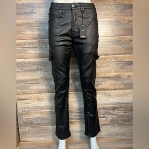 Forever 21 Pleather Cargo Slim Pants in Black NWT!